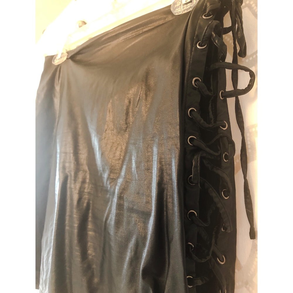 Faux Leather Mini with side tie. - Picture 3 of 3